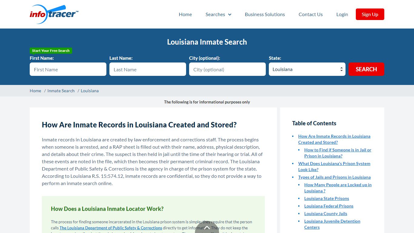Louisiana Inmate Locator & Search, LA jail records - InfoTracer